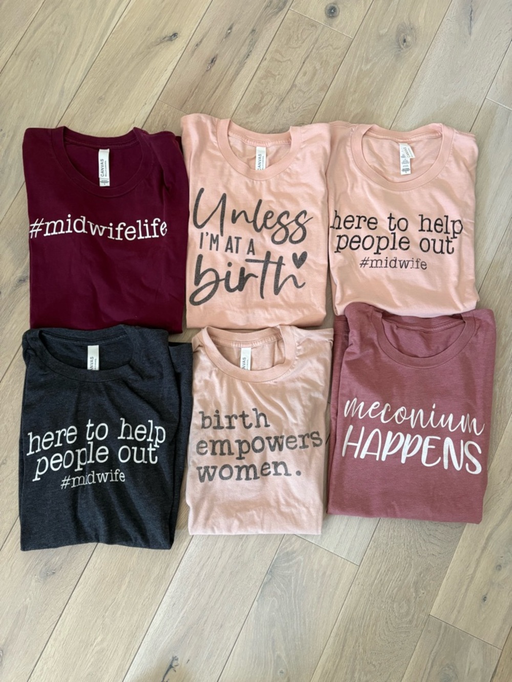 (6) Bella Canvas Doula/ Midwife/ Birth Shirts